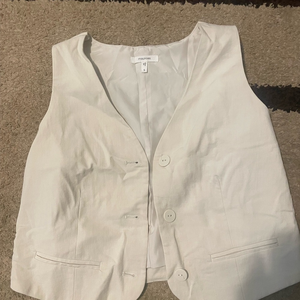 Maurices Cream Buttoned Vest